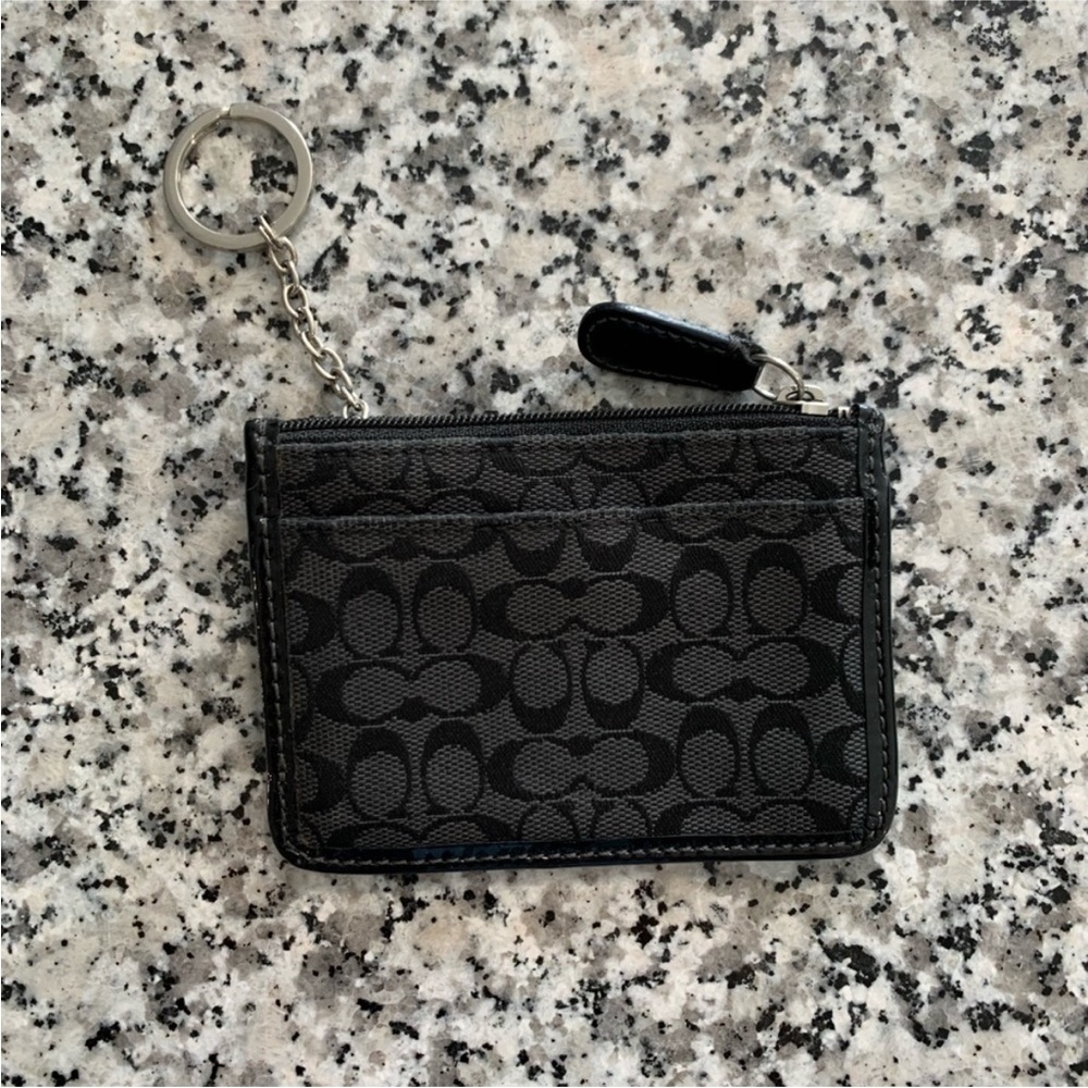 Black Coach Keychain wristlet wallet purse